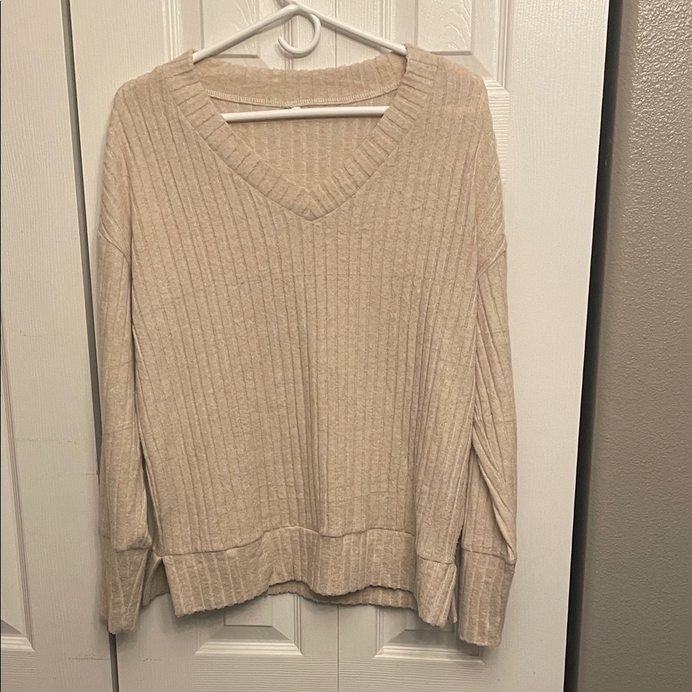 Elegant Beige V-Neck Sweater